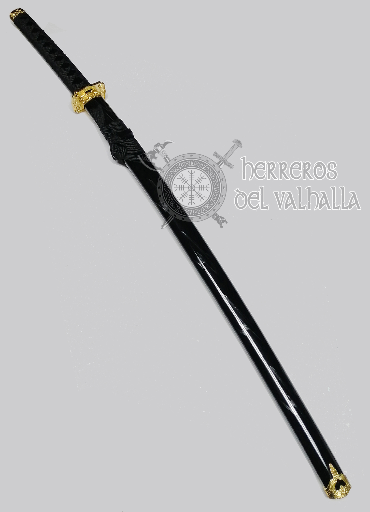 Katana Negra con Diseño Plateado - Imagen 2