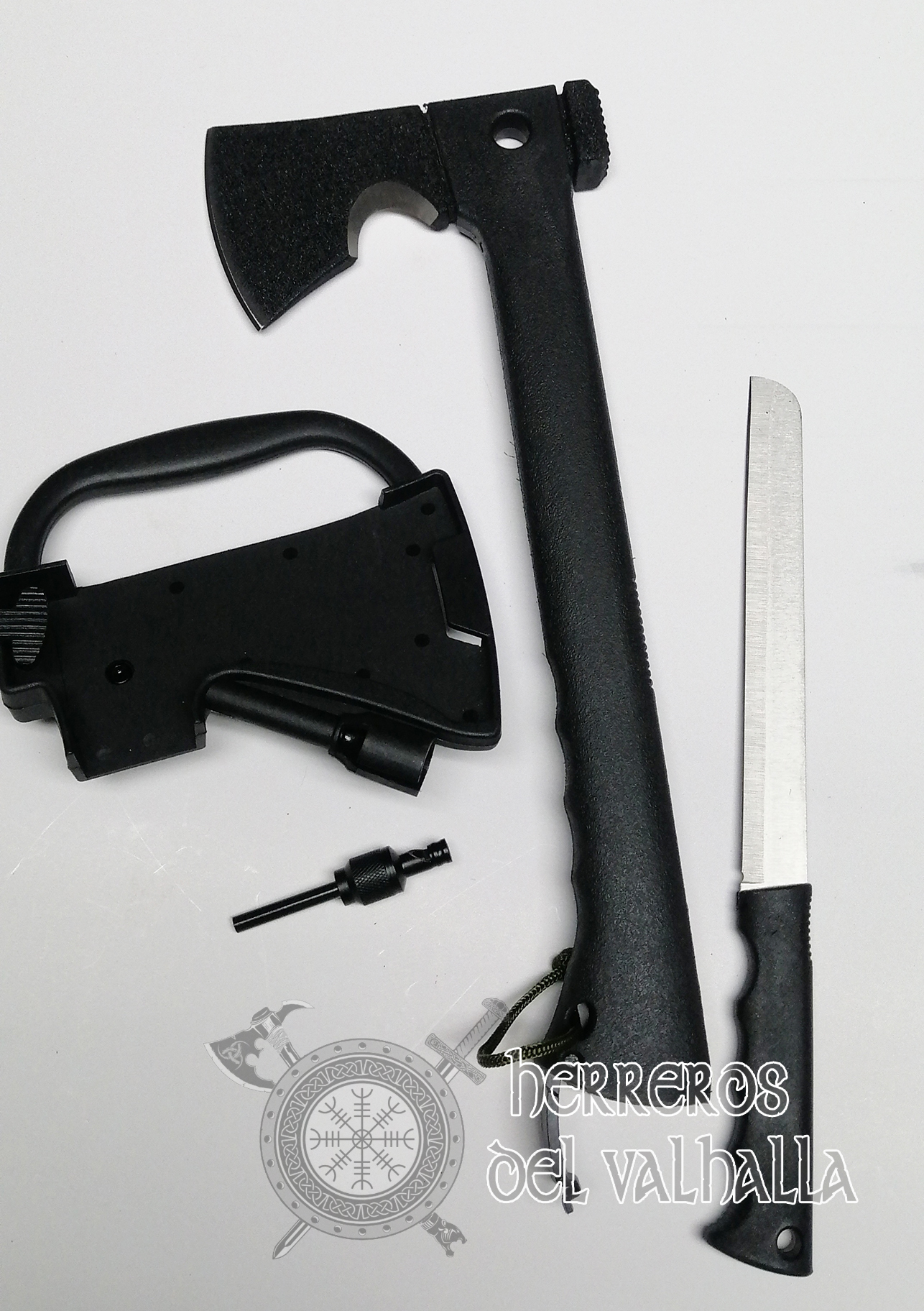 Hacha Multiuso con Cuchillo Negro